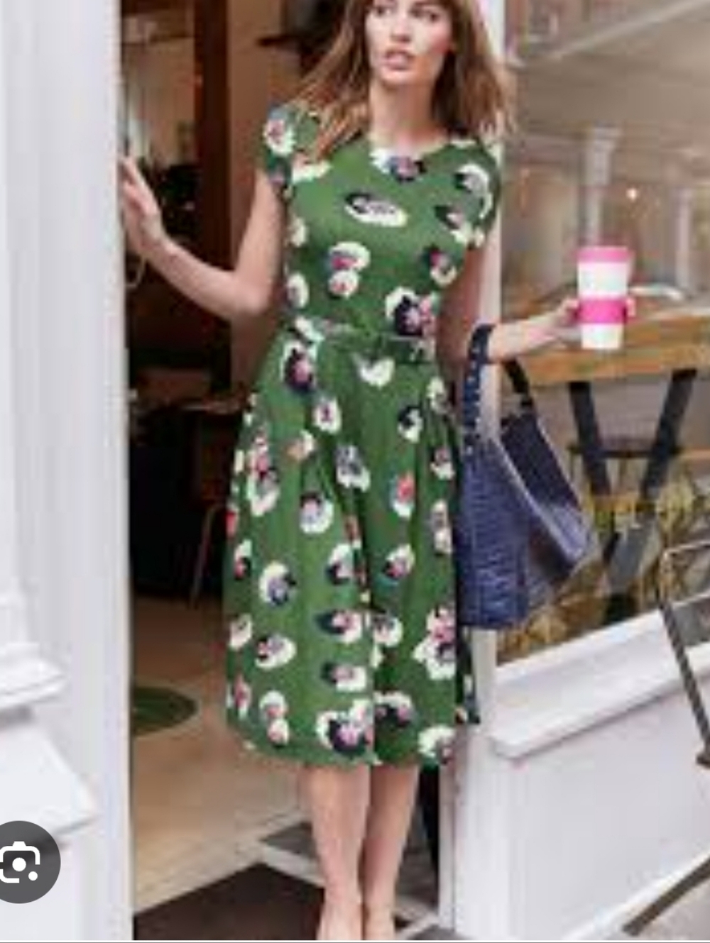 Boden Green Floral Midi Dress
